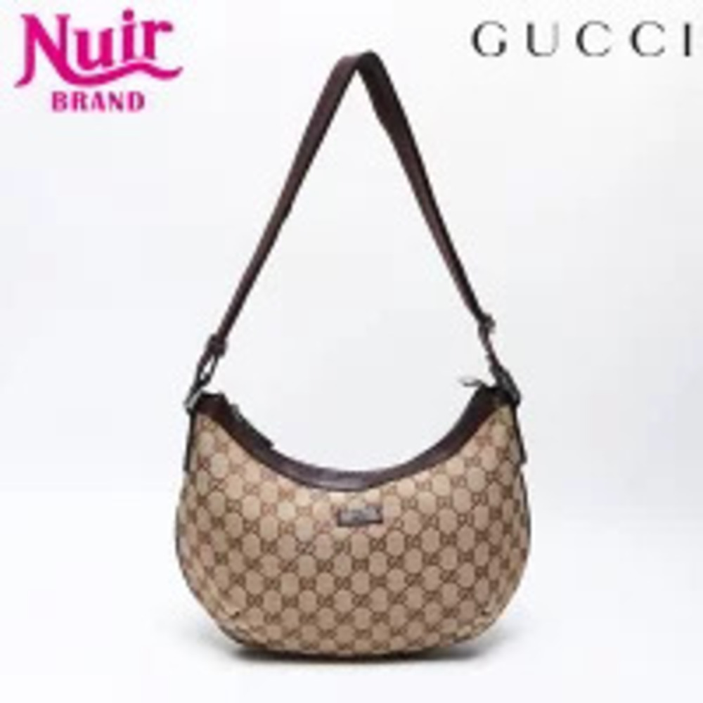 Gucci GG Canvas Shoulder Bag Beige Brown
